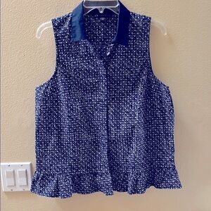 Armani Exchange Navy Patterned Sleeveless Blouse, dark navy blue